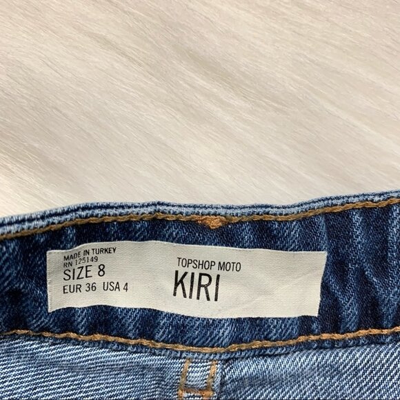Topshop Moto Kiri Jean Shorts High Rise Waist Denim Raw hem Blue Size 4 - Picture 5 of 11